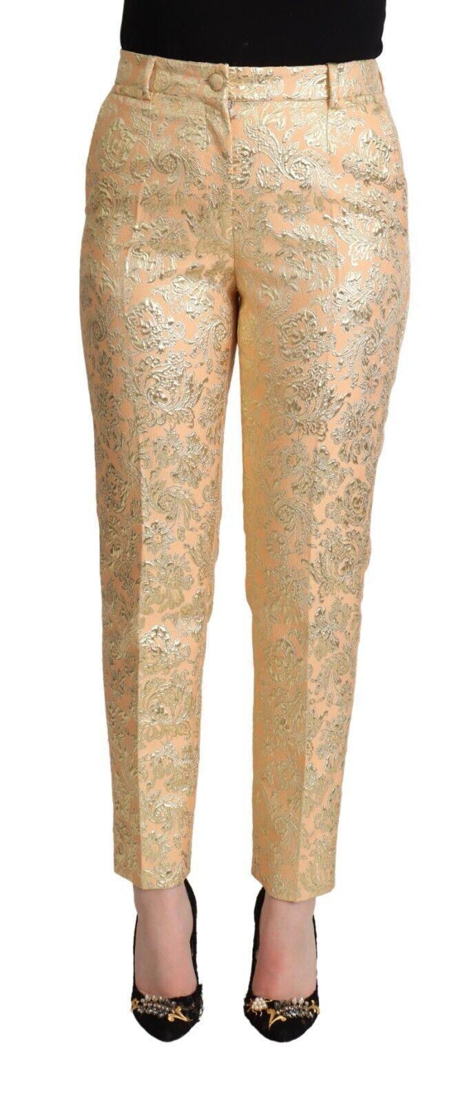 Dolce & Gabbana Elegant High-Waisted Pink Brocade Pants - Arichezz.store