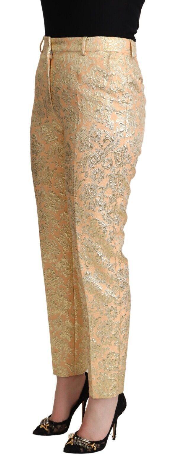 Dolce & Gabbana Elegant High-Waisted Pink Brocade Pants - Arichezz.store