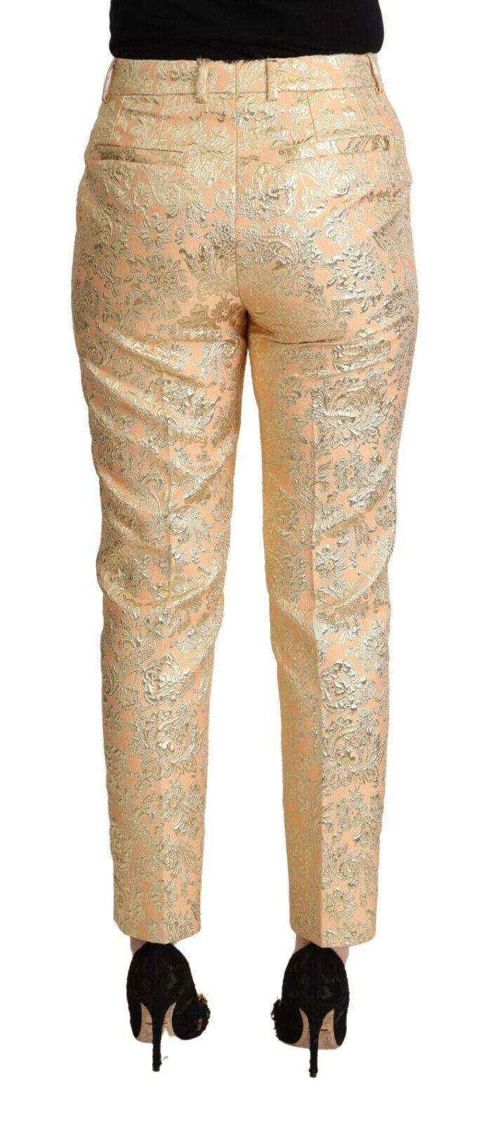 Dolce & Gabbana Elegant High-Waisted Pink Brocade Pants - Arichezz.store