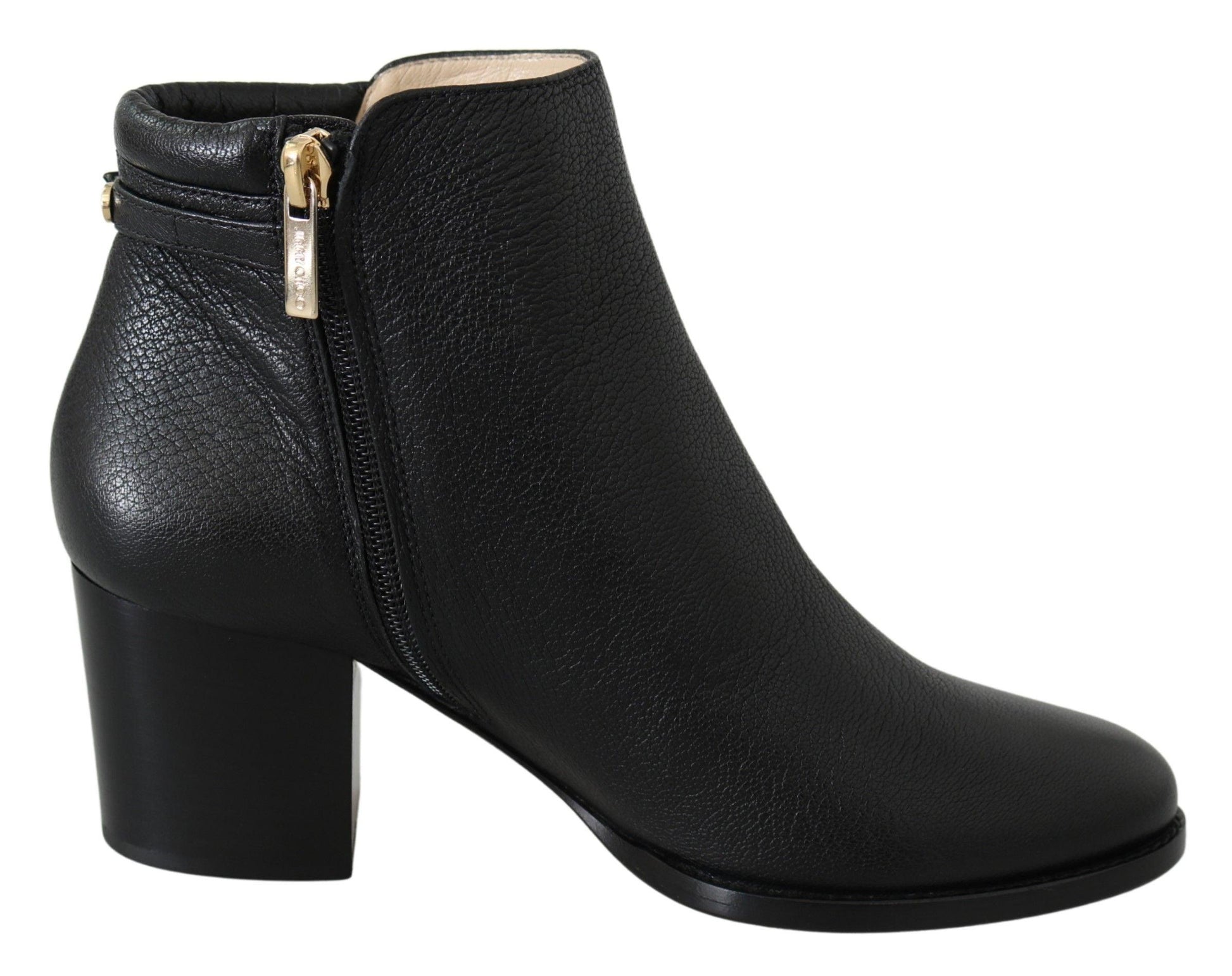 Jimmy Choo Elegant Black Leather Heeled Boots - Arichezz.store