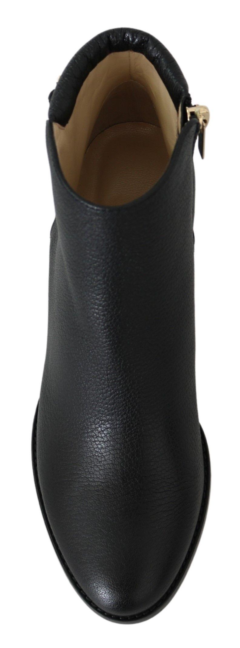 Jimmy Choo Elegant Black Leather Heeled Boots - Arichezz.store