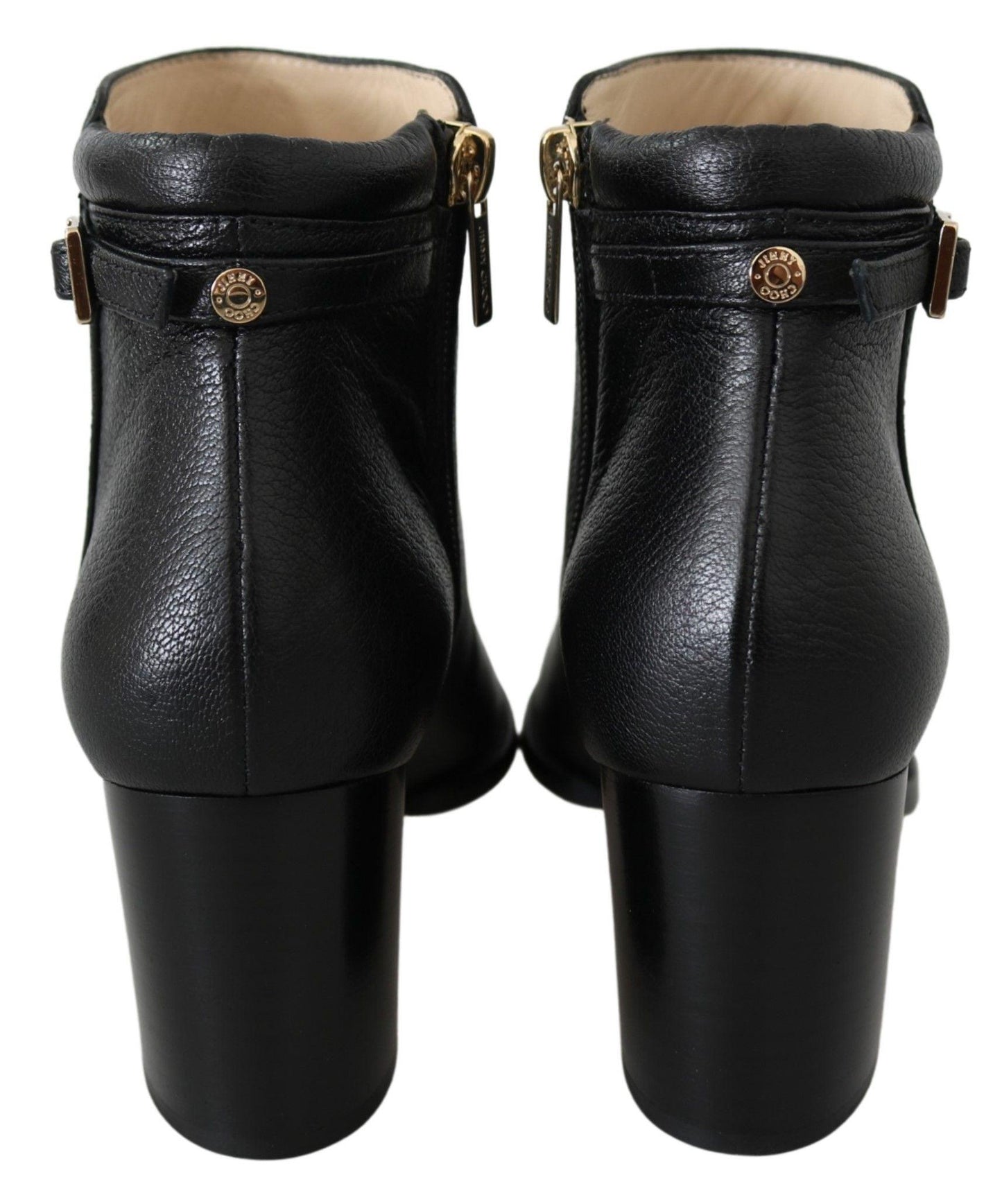 Jimmy Choo Elegant Black Leather Heeled Boots - Arichezz.store