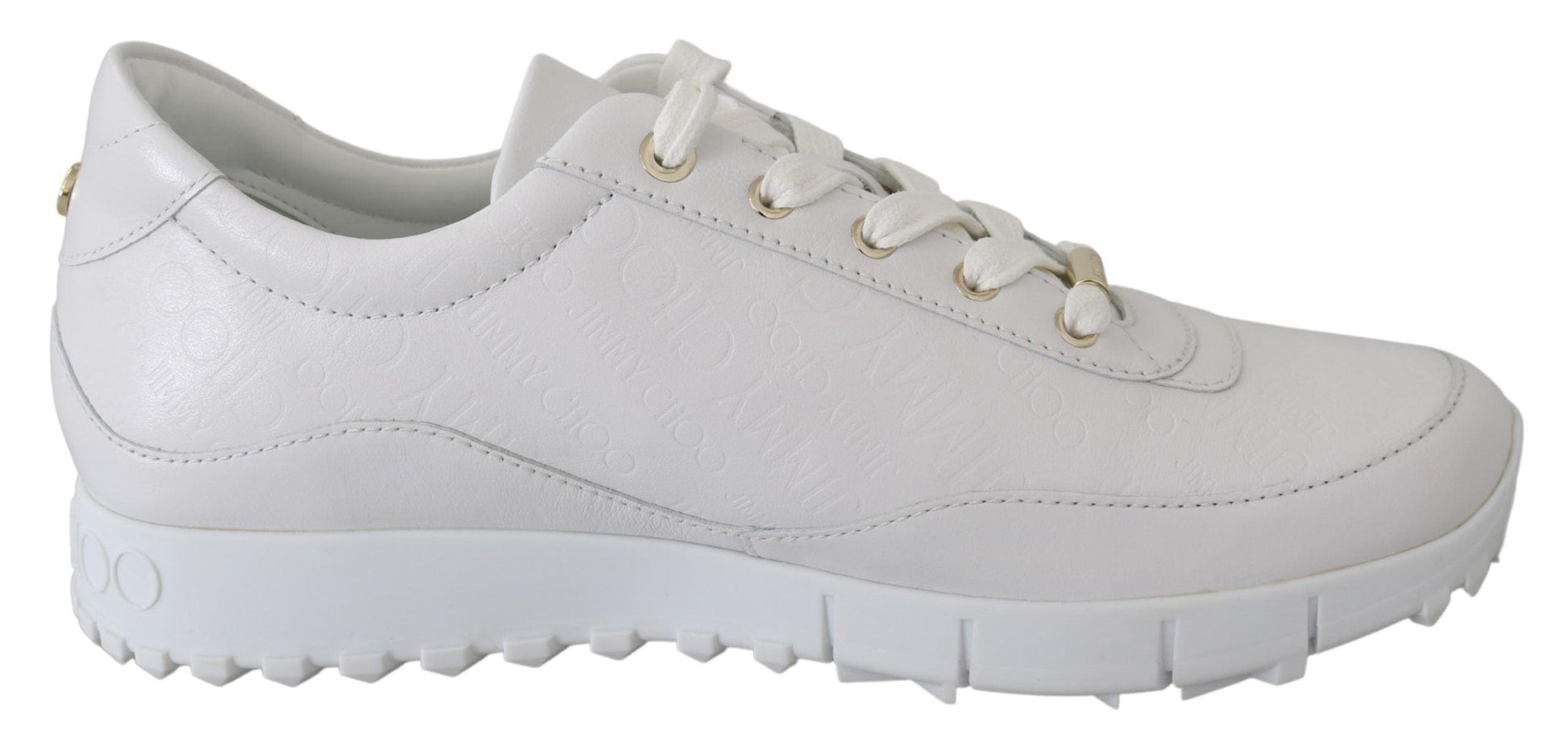 Jimmy Choo Elegant White Leather Sneakers - Arichezz.store