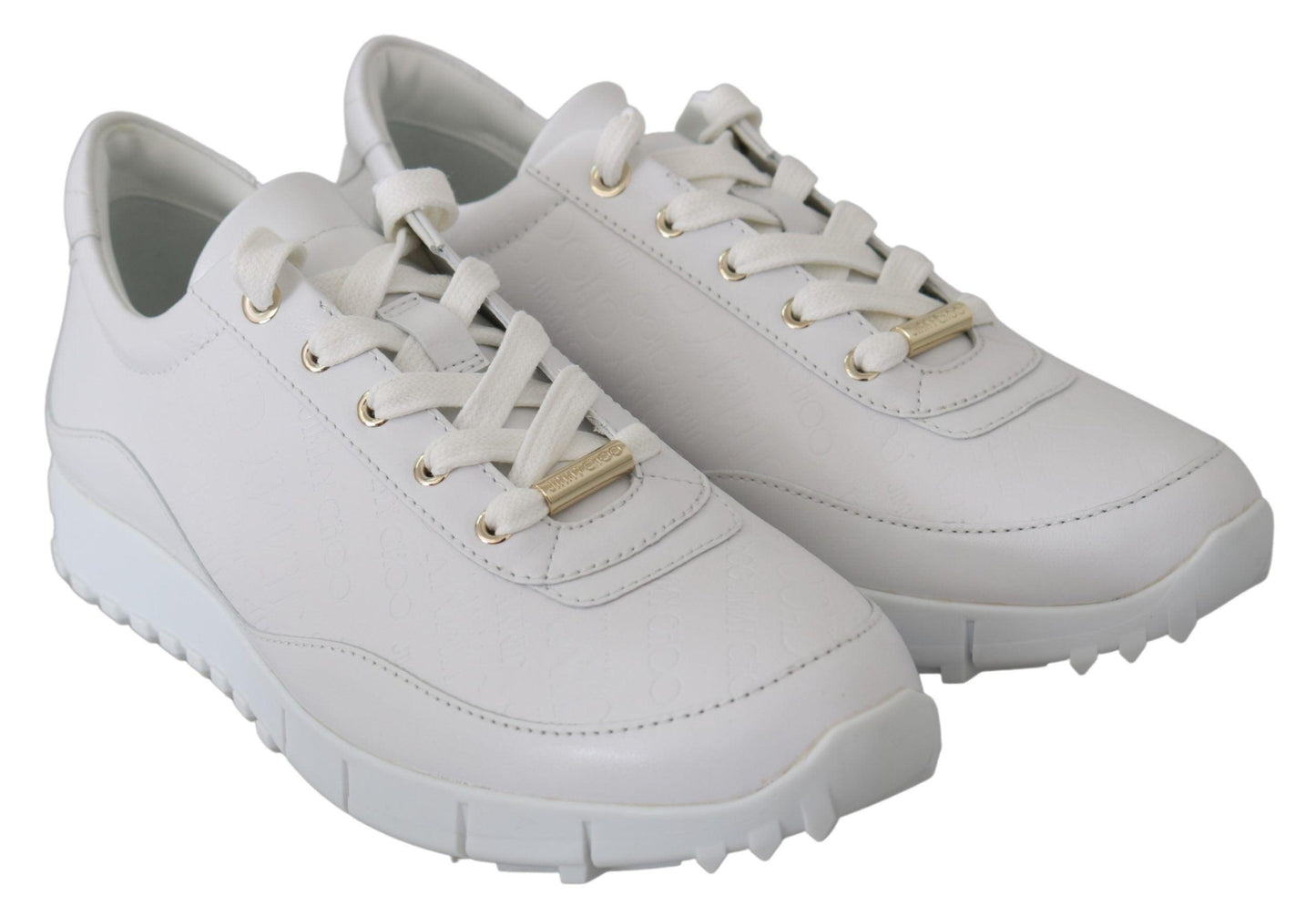 Jimmy Choo Elegant White Leather Sneakers - Arichezz.store