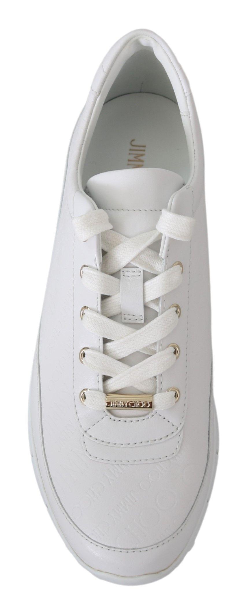 Jimmy Choo Elegant White Leather Sneakers - Arichezz.store