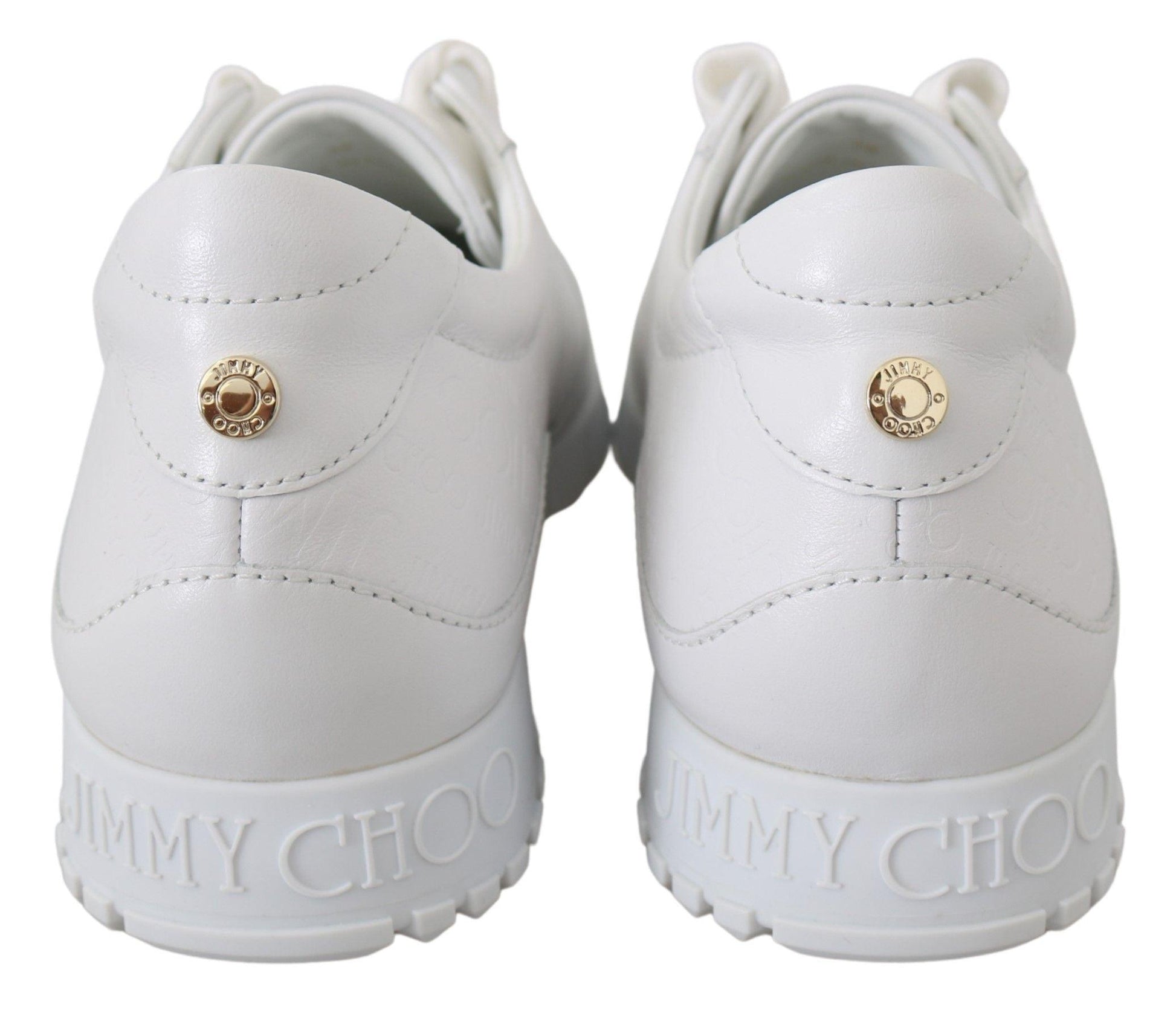 Jimmy Choo Elegant White Leather Sneakers - Arichezz.store