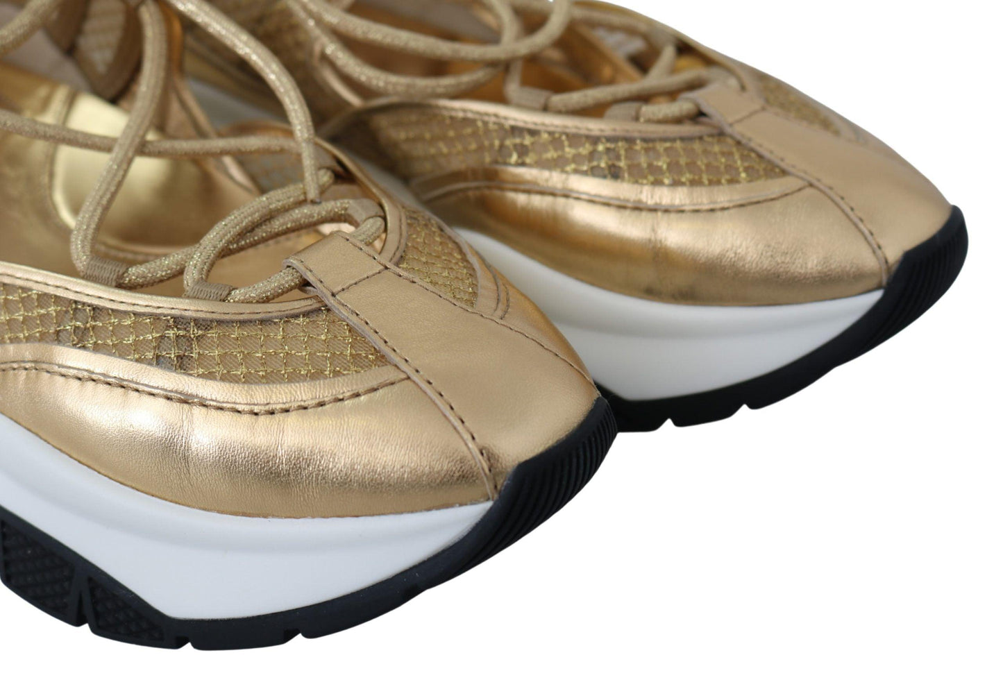 Jimmy Choo Golden Glamour Mesh Leather Sneakers - Arichezz.store