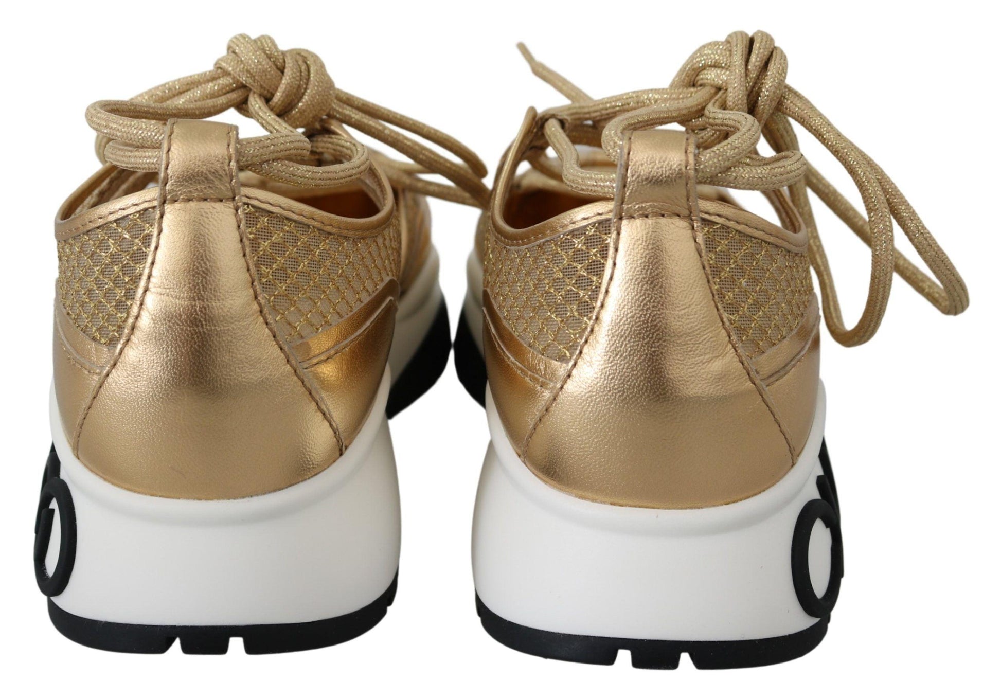 Jimmy Choo Golden Glamour Mesh Leather Sneakers - Arichezz.store