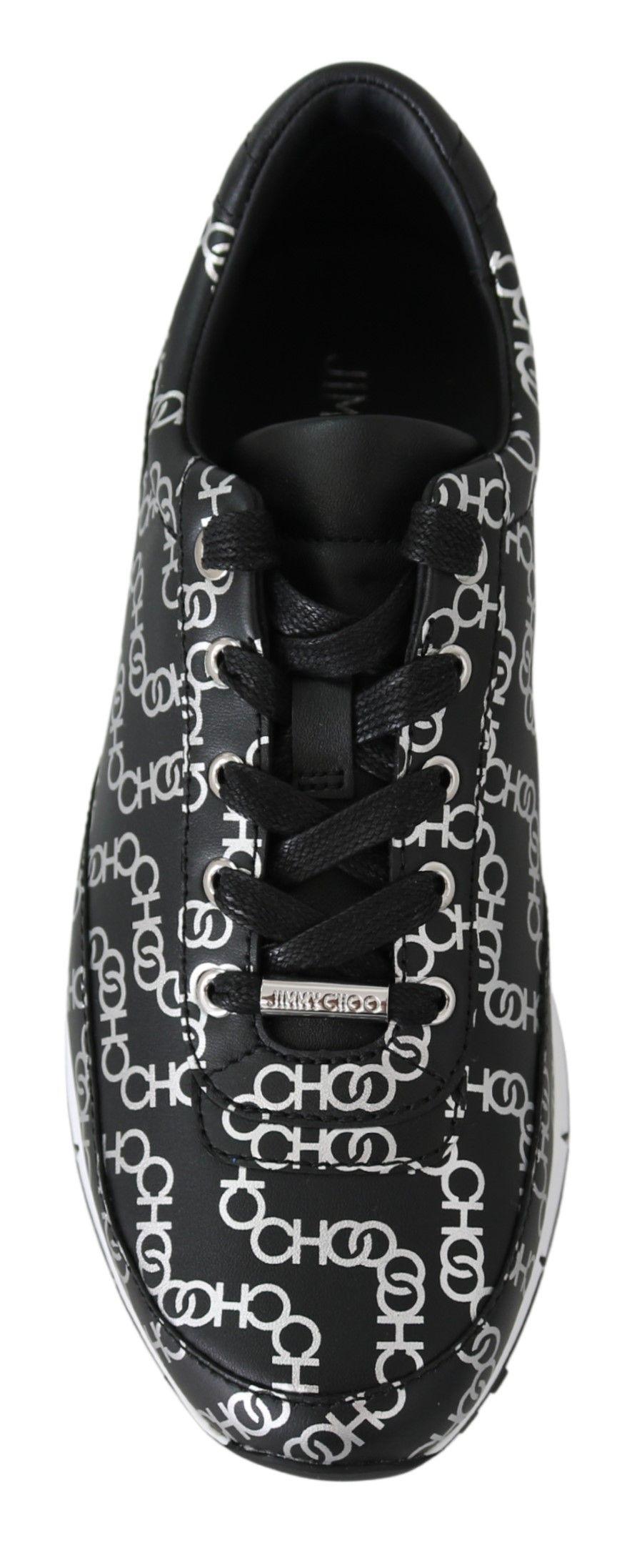 Jimmy Choo Elegant Black & Silver Leather Sneakers - Arichezz.store