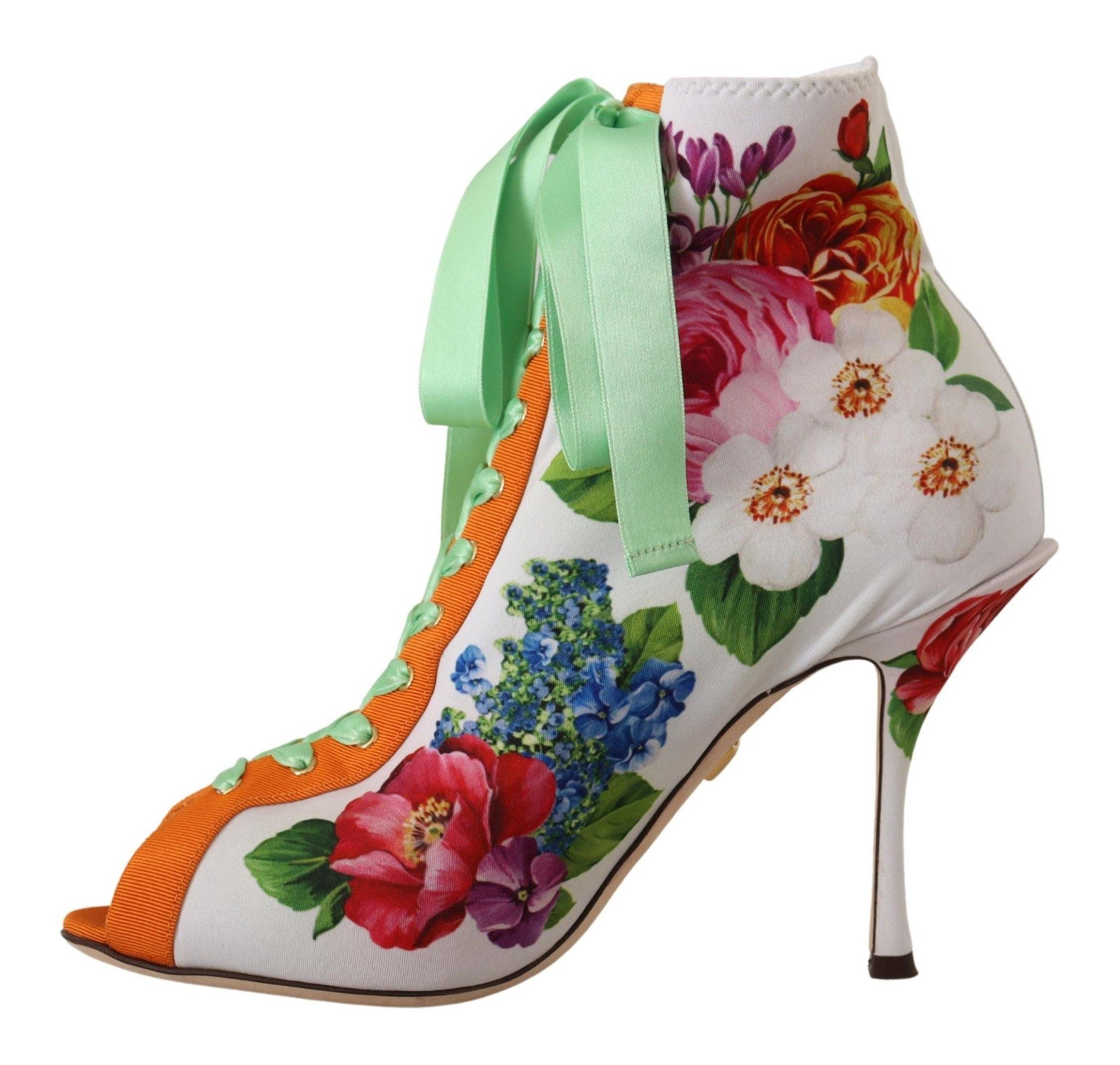 Dolce & Gabbana Floral Open Toe Jersey Heels - Arichezz.store