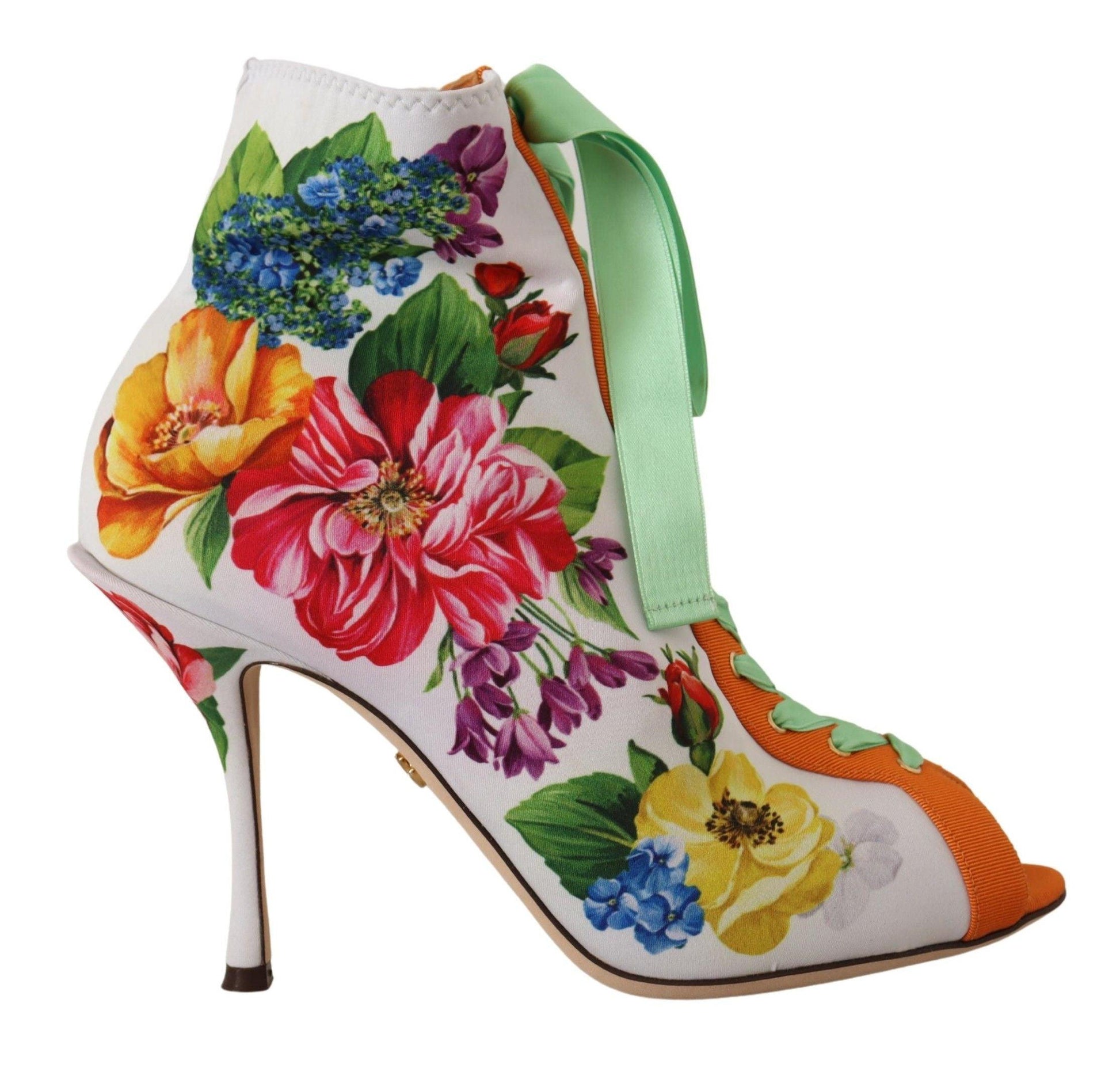 Dolce & Gabbana Floral Open Toe Jersey Heels - Arichezz.store