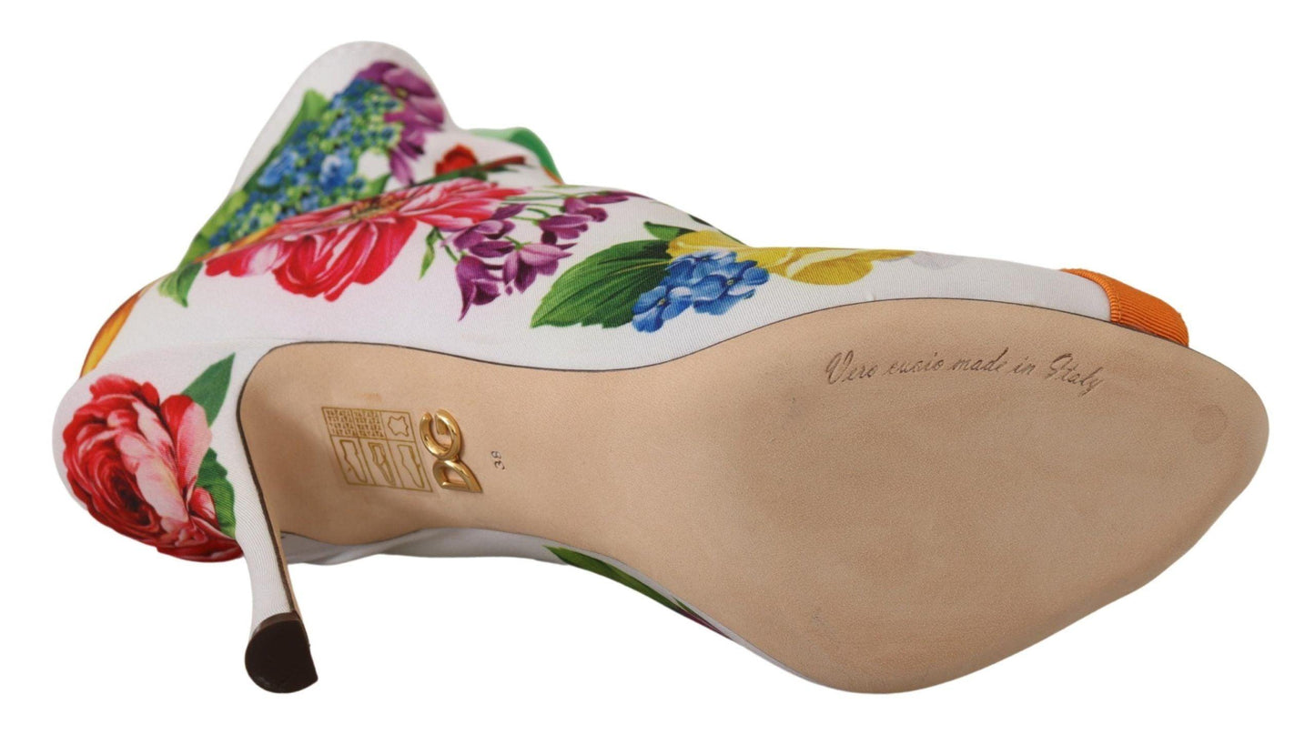 Dolce & Gabbana Floral Open Toe Jersey Heels - Arichezz.store