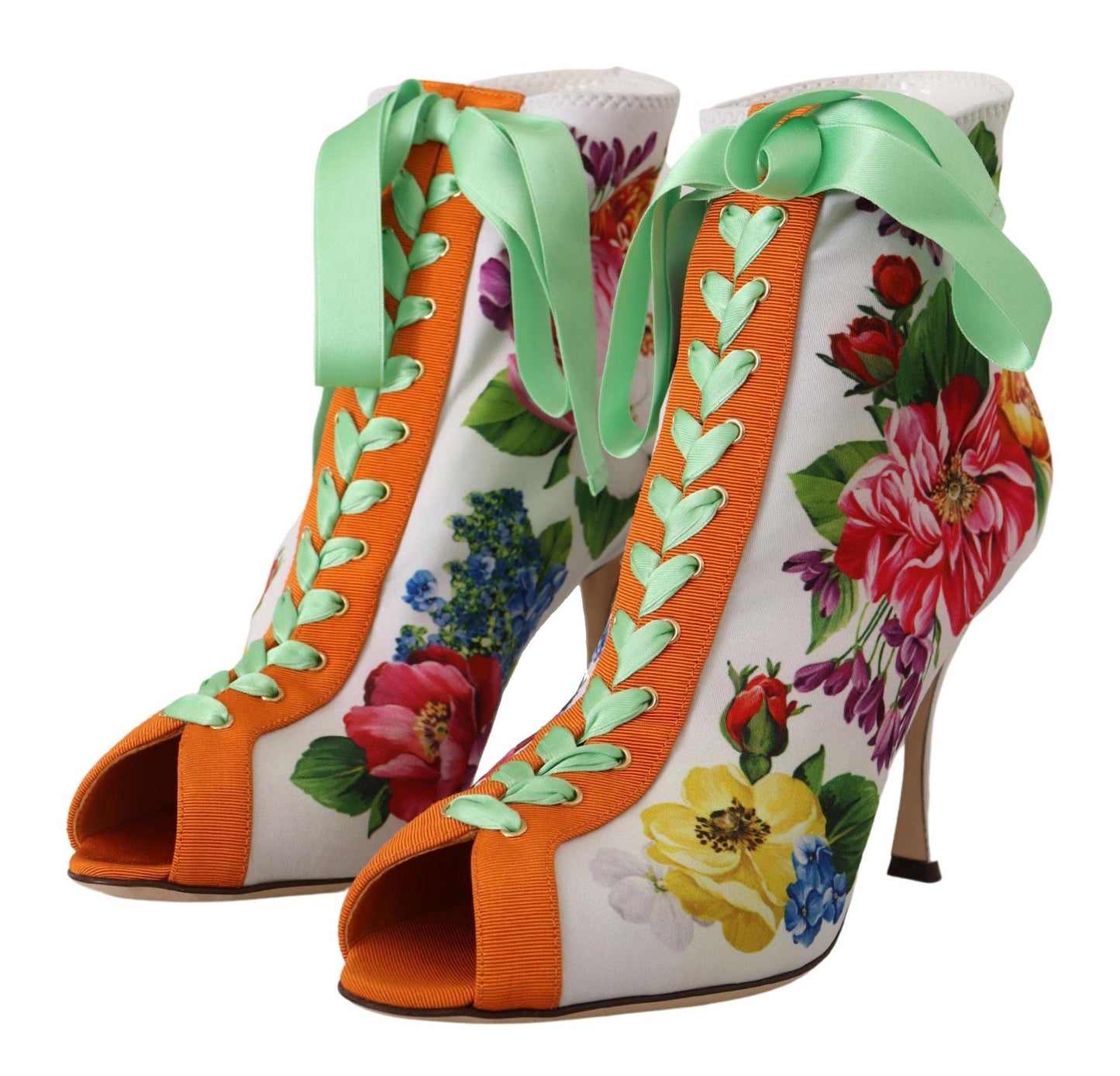 Dolce & Gabbana Floral Open Toe Jersey Heels - Arichezz.store