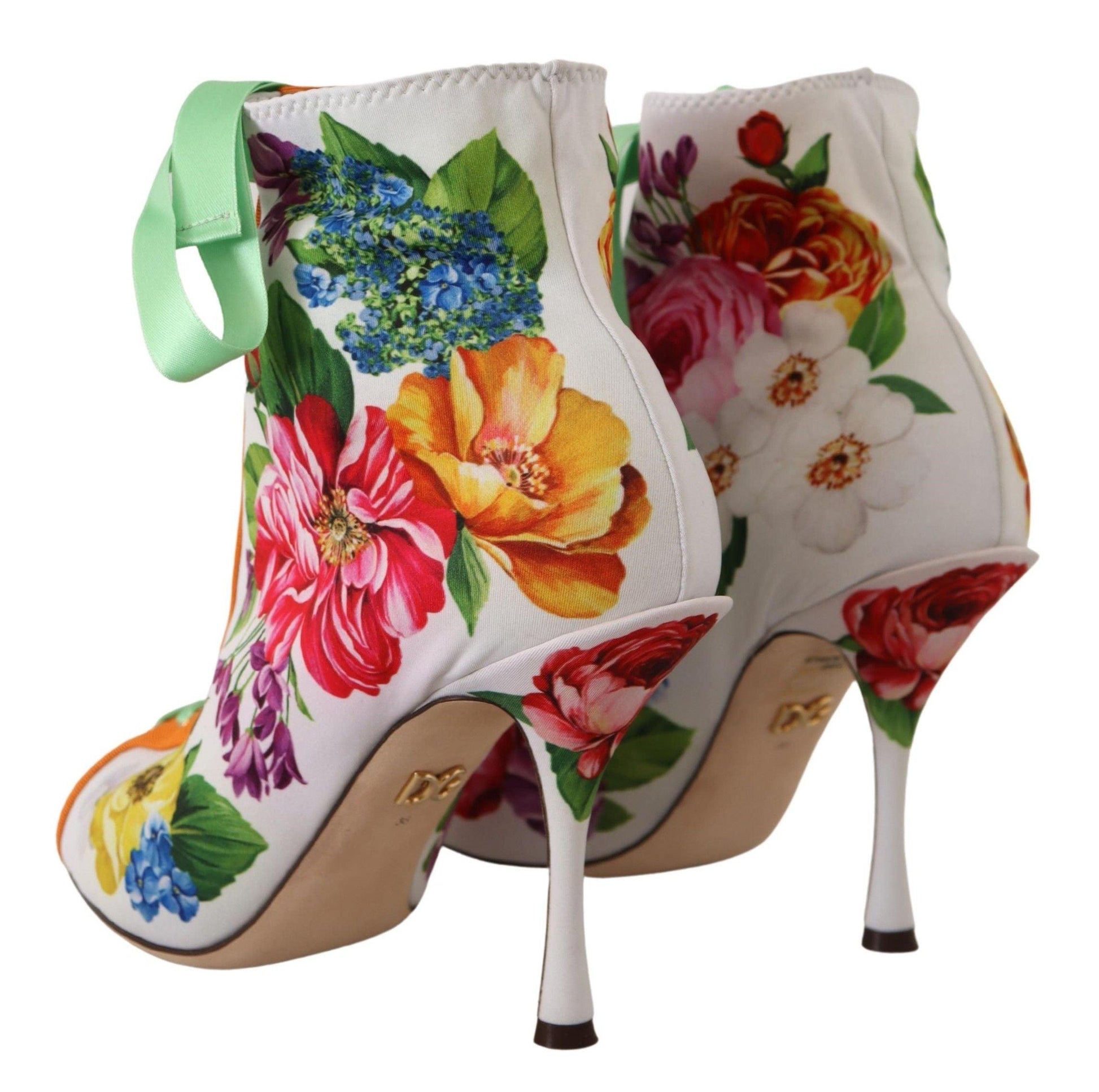 Dolce & Gabbana Floral Open Toe Jersey Heels - Arichezz.store