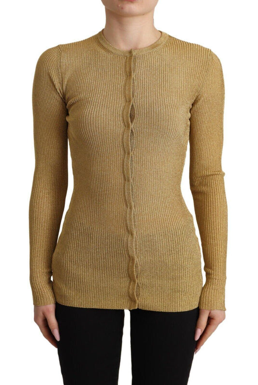 Dolce & Gabbana Glamorous Gold Snap-Button Cardigan - Arichezz.store