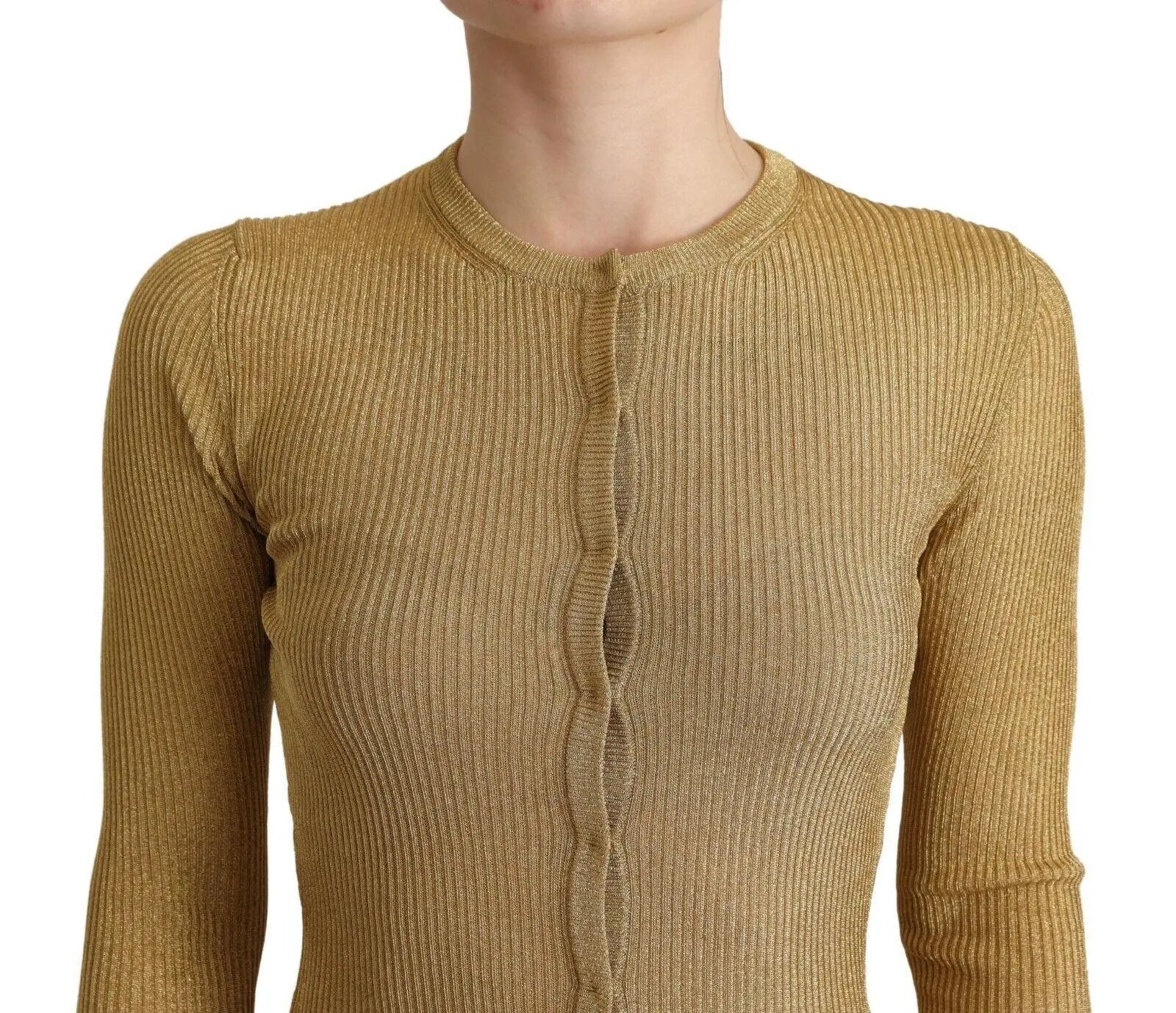 Dolce & Gabbana Glamorous Gold Snap-Button Cardigan - Arichezz.store