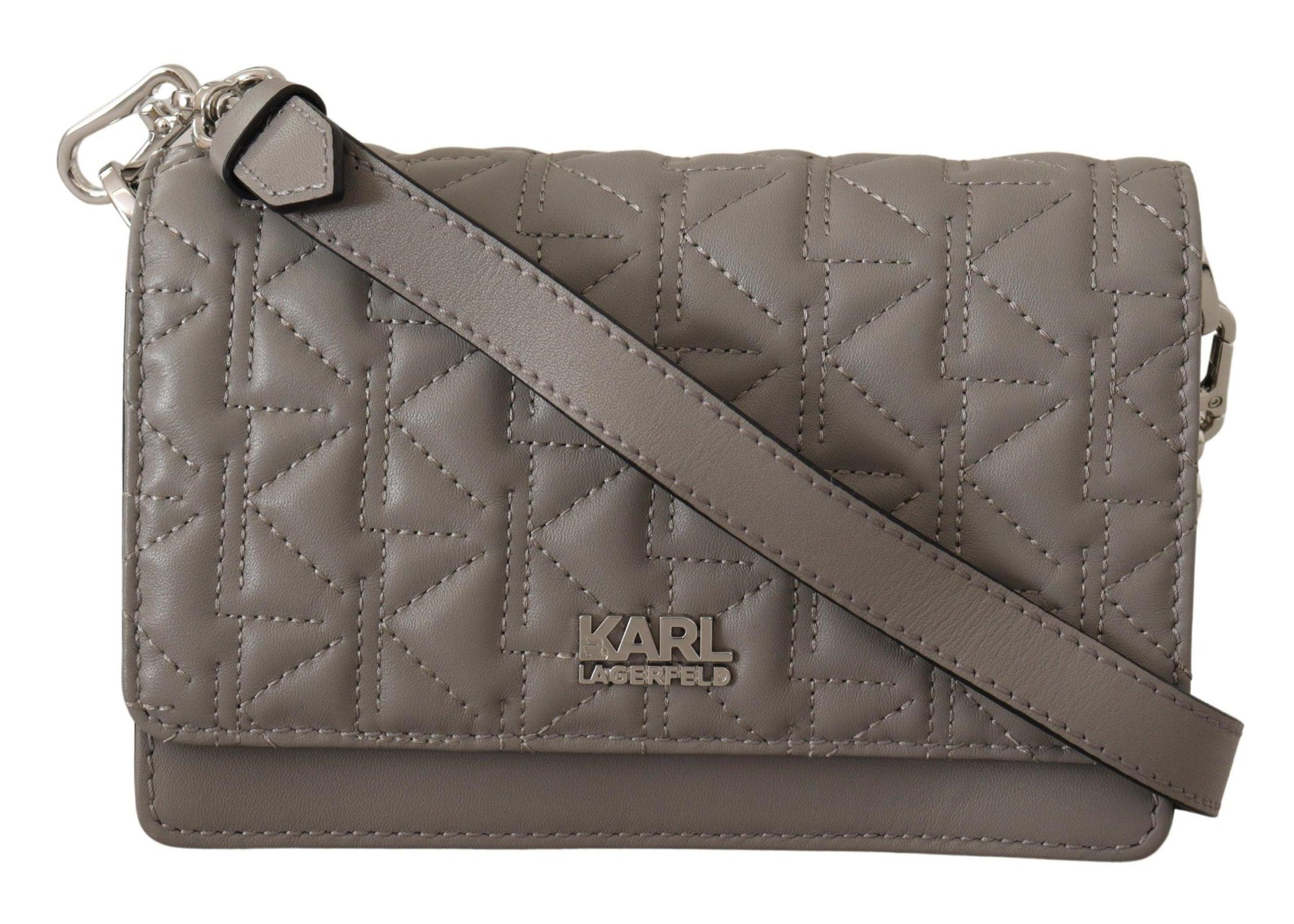 Karl Lagerfeld Elegant Grey Leather Crossbody Bag - Arichezz.store