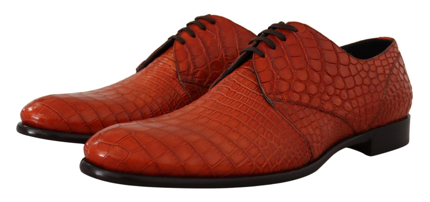 Dolce & Gabbana Exotic Orange Croc Leather Laceup Dress Shoes - Arichezz.store