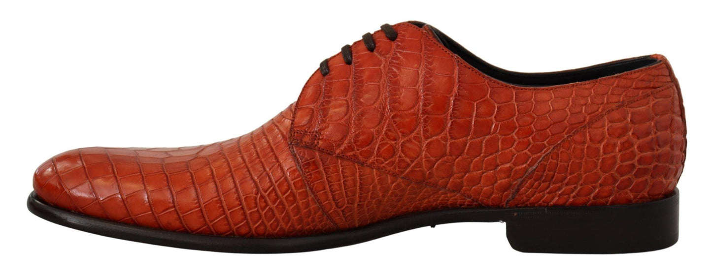 Dolce & Gabbana Exotic Orange Croc Leather Laceup Dress Shoes - Arichezz.store