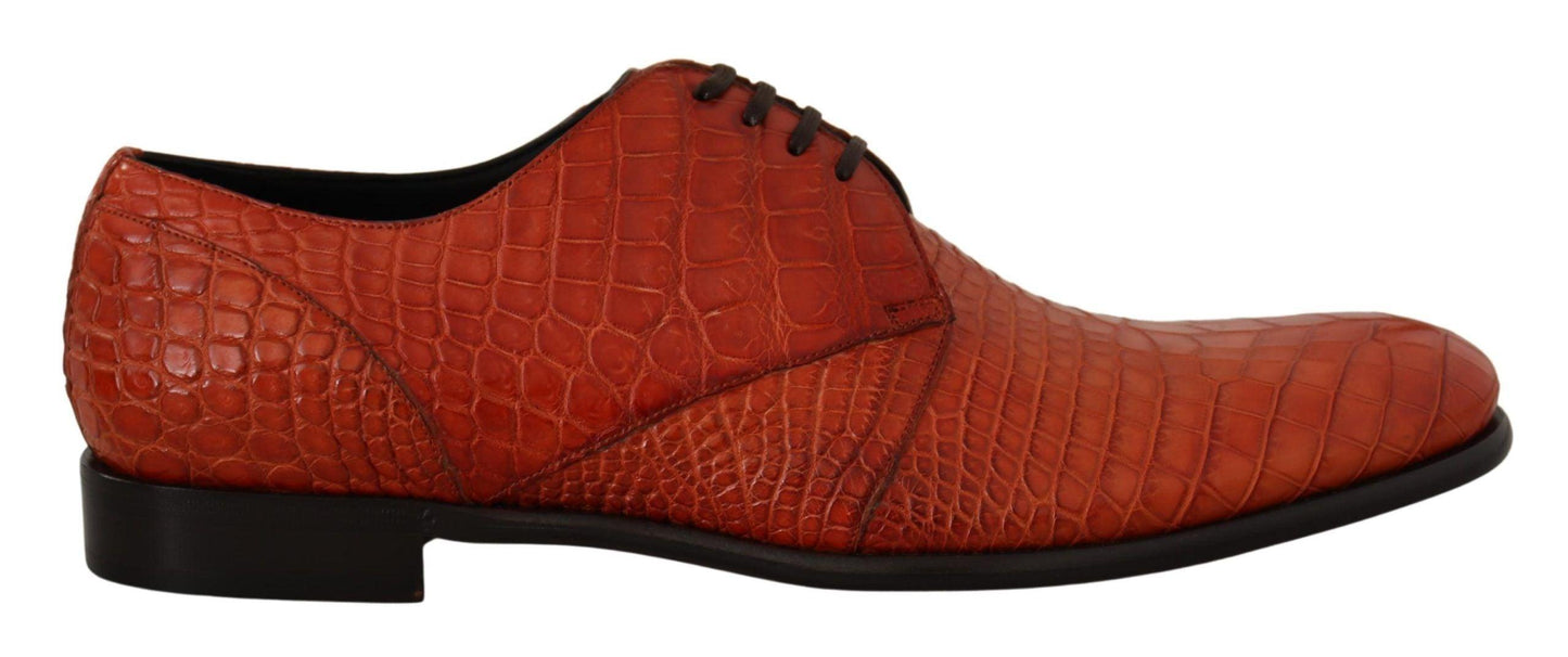 Dolce & Gabbana Exotic Orange Croc Leather Laceup Dress Shoes - Arichezz.store