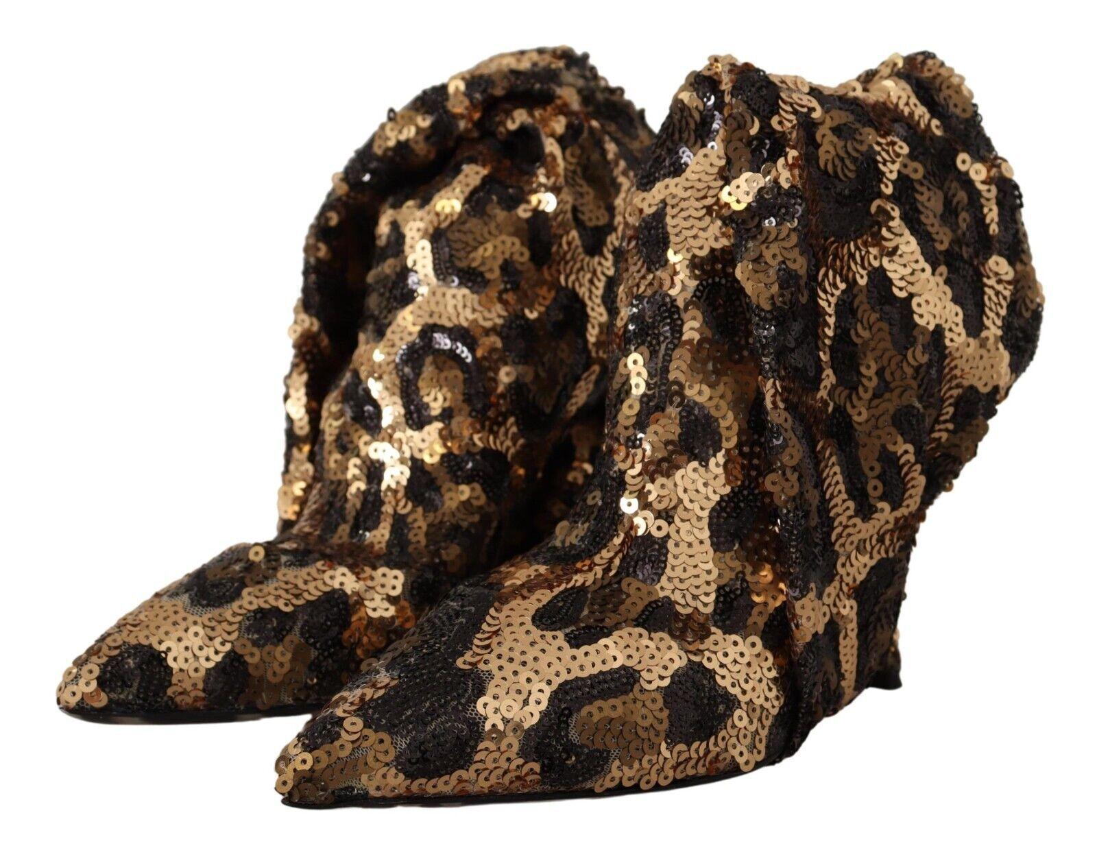 Dolce & Gabbana Elegant Leopard Sequin Knee-High Boots - Arichezz.store