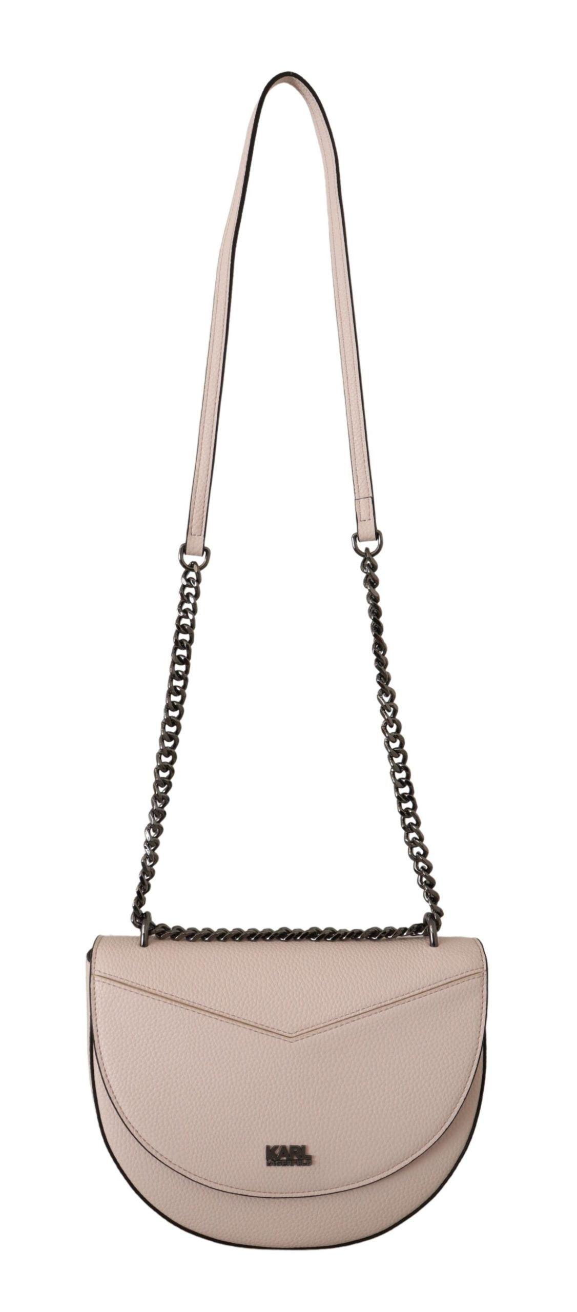 Karl Lagerfeld Elegant Mauve Light Pink Leather Shoulder Bag - Arichezz.store