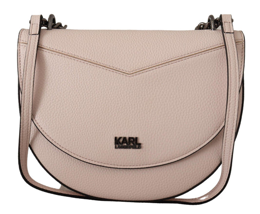 Karl Lagerfeld Elegant Mauve Light Pink Leather Shoulder Bag - Arichezz.store