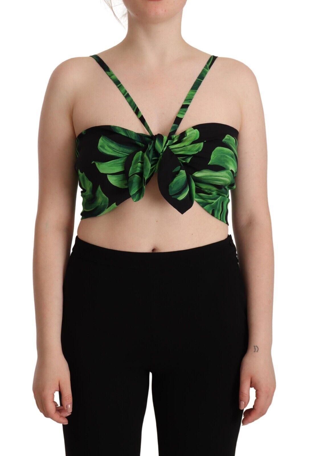 Dolce & Gabbana Elegant Leaf Print Halter Cropped Top - Arichezz.store