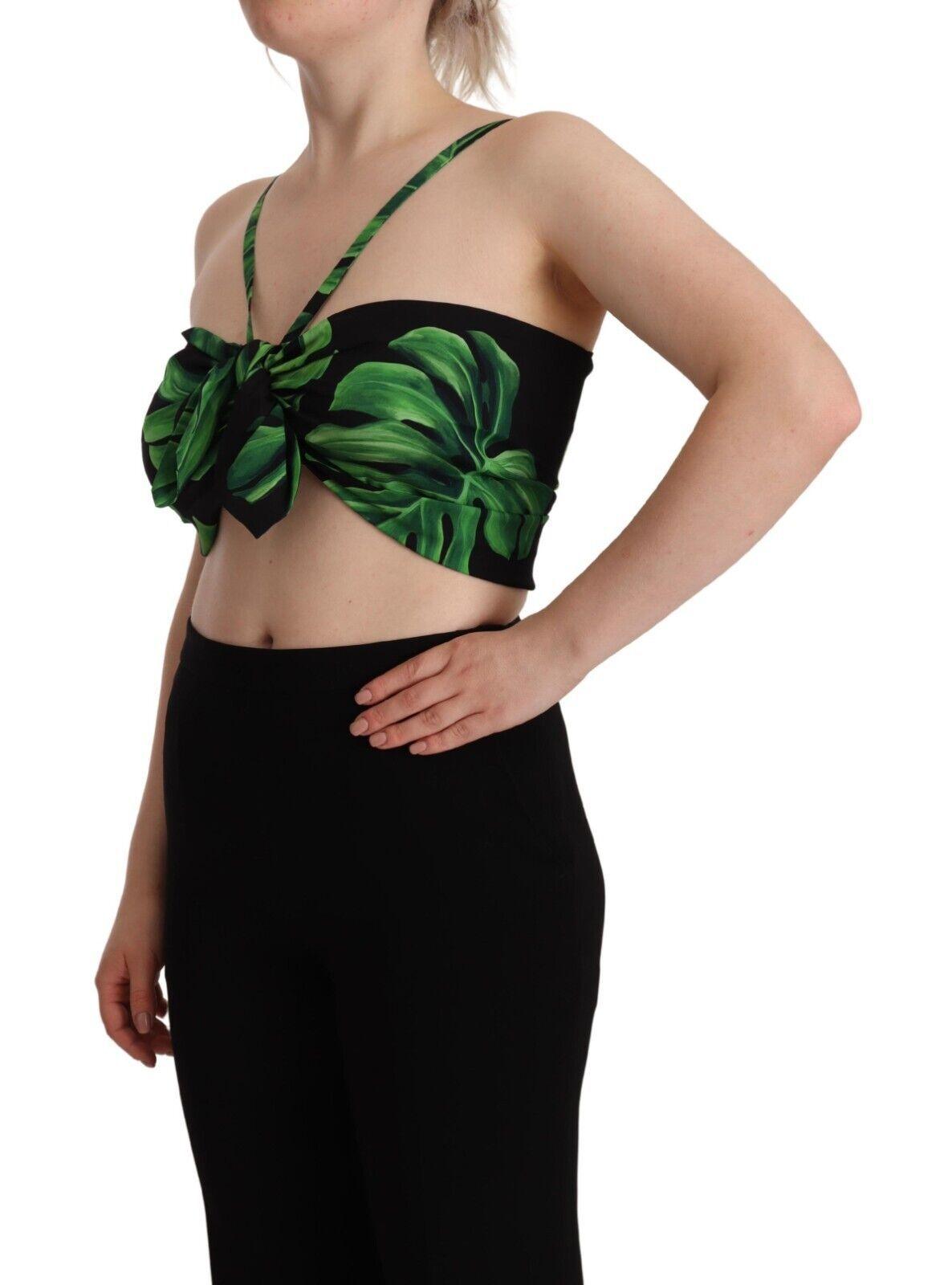 Dolce & Gabbana Elegant Leaf Print Halter Cropped Top - Arichezz.store