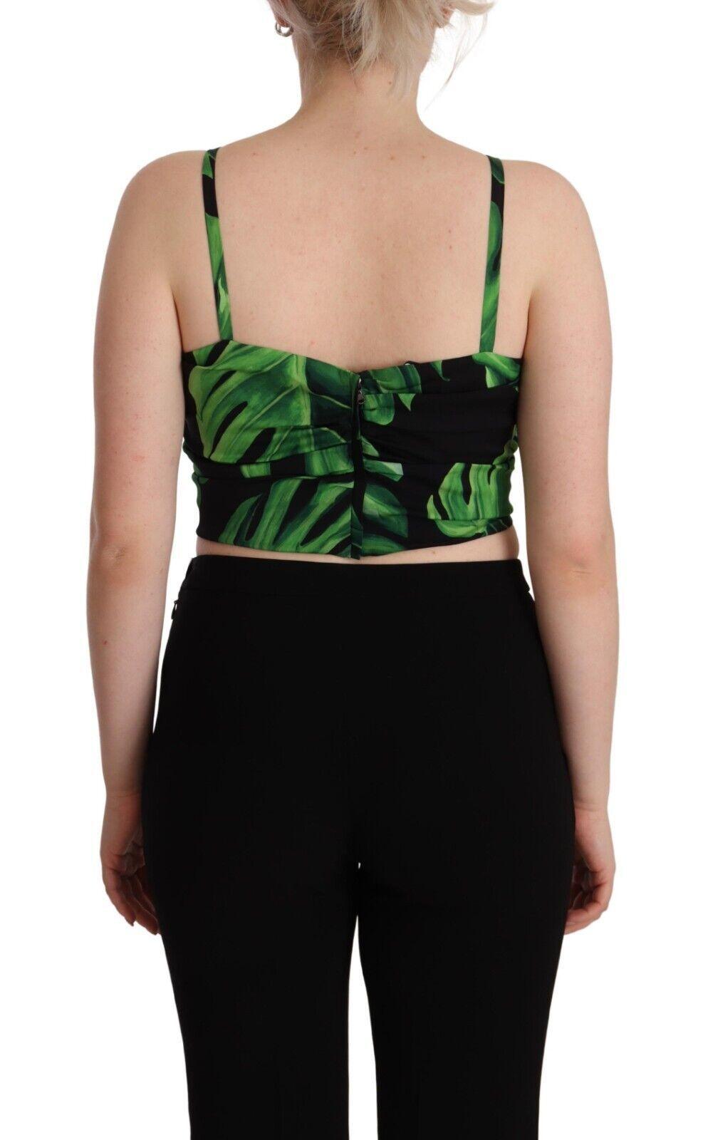 Dolce & Gabbana Elegant Leaf Print Halter Cropped Top - Arichezz.store