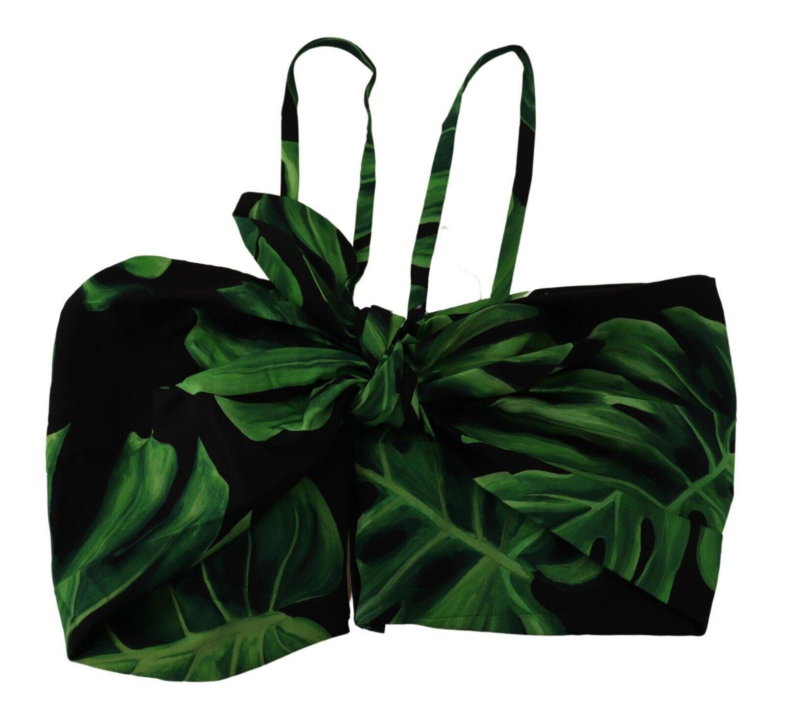 Dolce & Gabbana Elegant Leaf Print Halter Cropped Top - Arichezz.store