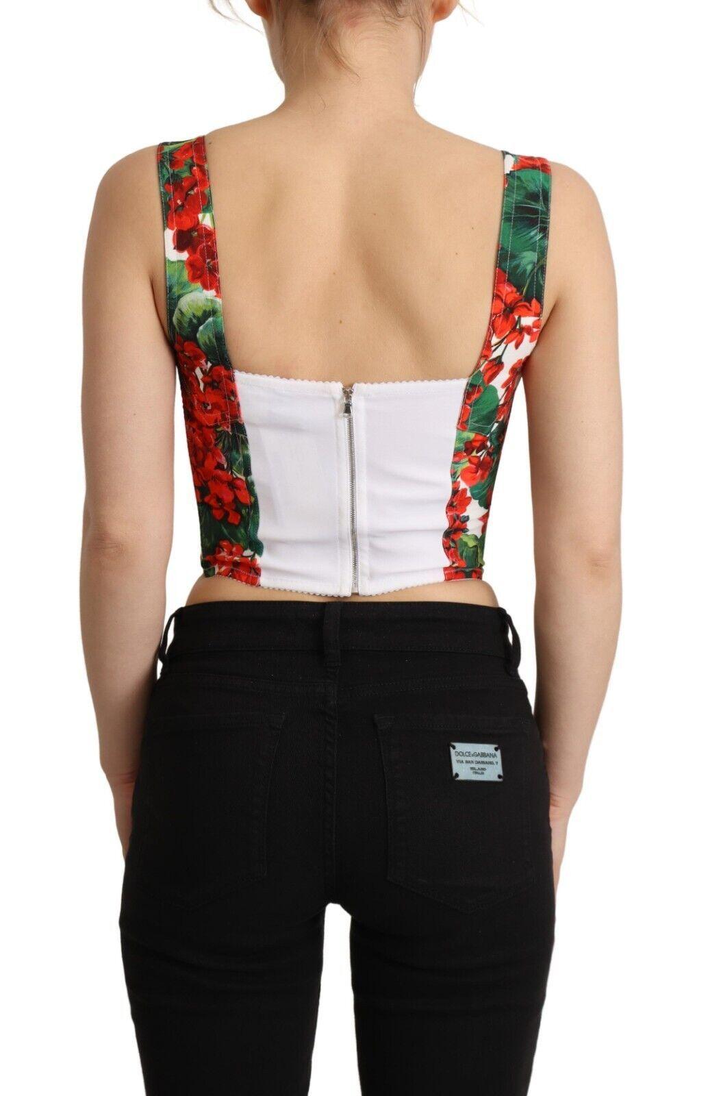 Dolce & Gabbana Elegant Red Cropped Top with Geranium Print - Arichezz.store