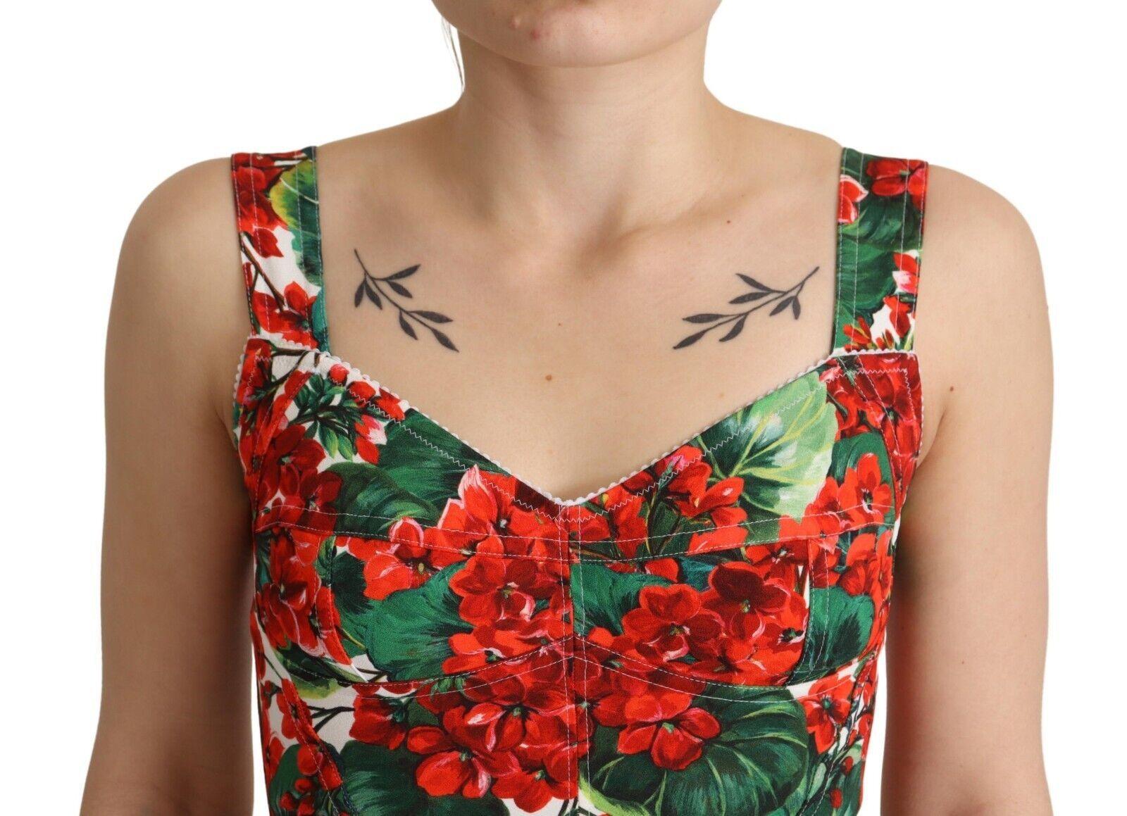 Dolce & Gabbana Elegant Red Cropped Top with Geranium Print - Arichezz.store