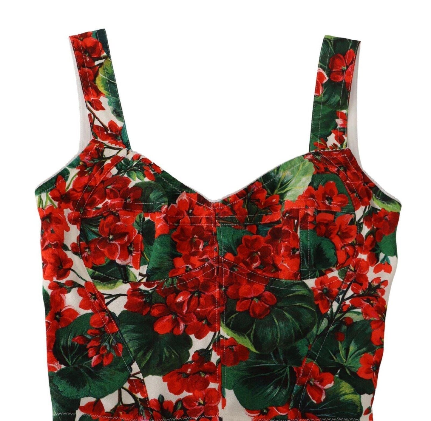 Dolce & Gabbana Elegant Red Cropped Top with Geranium Print - Arichezz.store