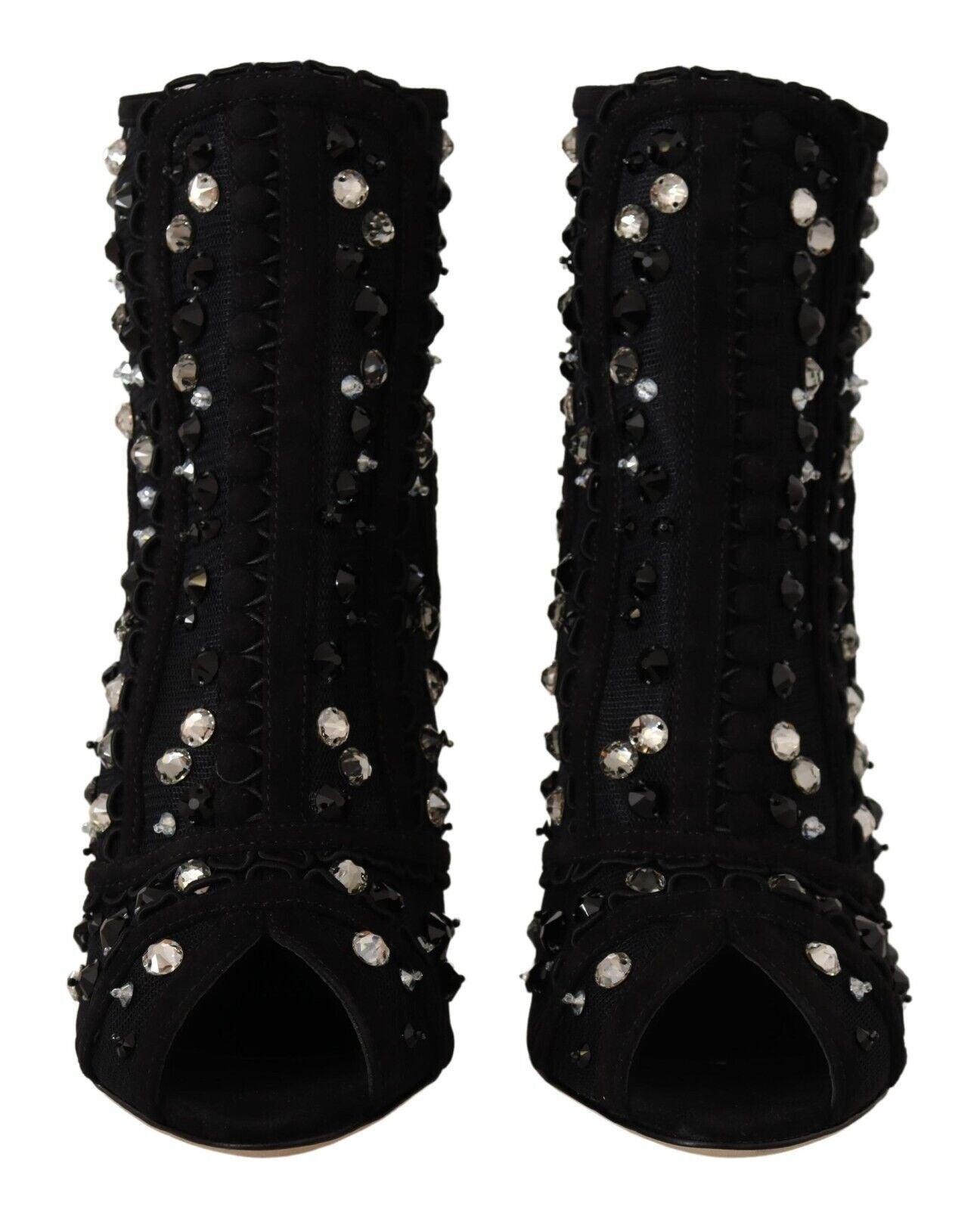 Dolce & Gabbana Embellished Crystal Short Boots - Arichezz.store