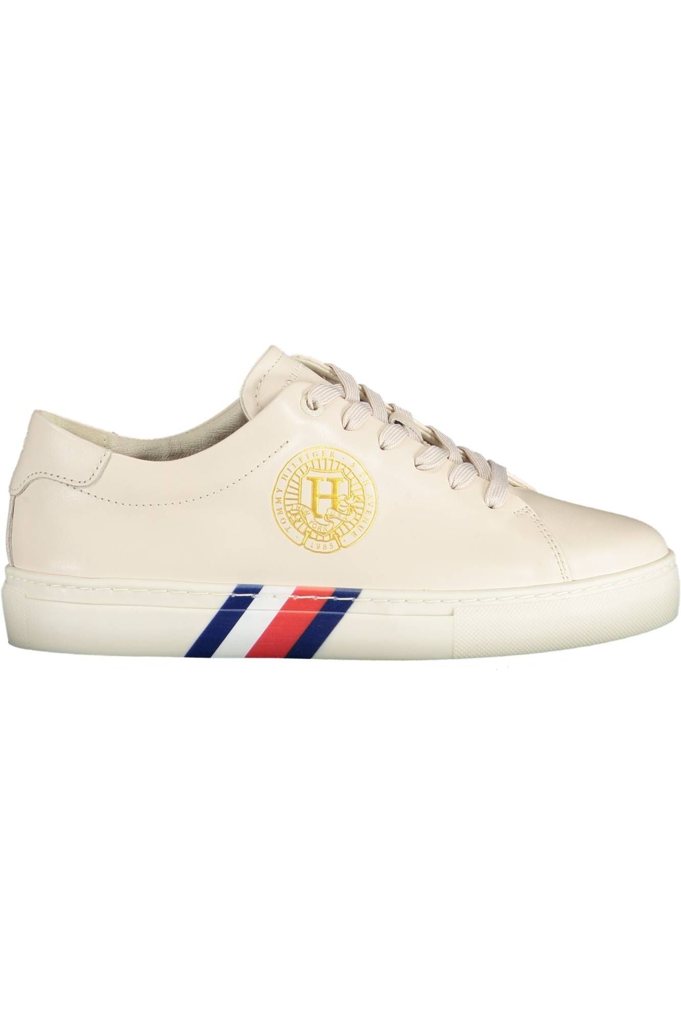 Tommy Hilfiger Beige Leather Women Sneaker - Arichezz.store