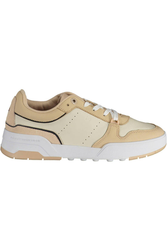 Tommy Hilfiger Beige Leather Women’s Sneakers - Arichezz.store