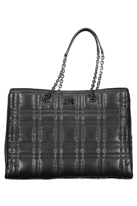 Calvin Klein Black Polyester Women's Chain Shoulder Handbag - Arichezz.store