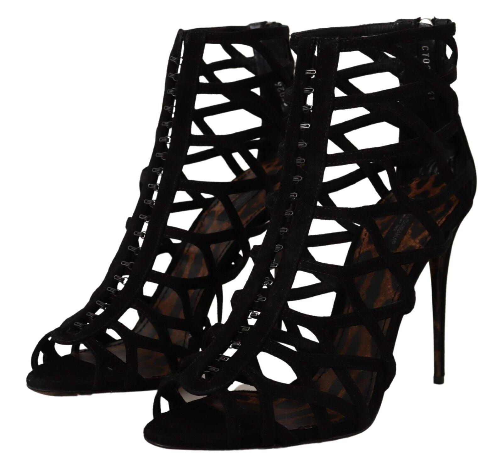 Dolce & Gabbana Elegant Black Suede Heels Sandals - Arichezz.store