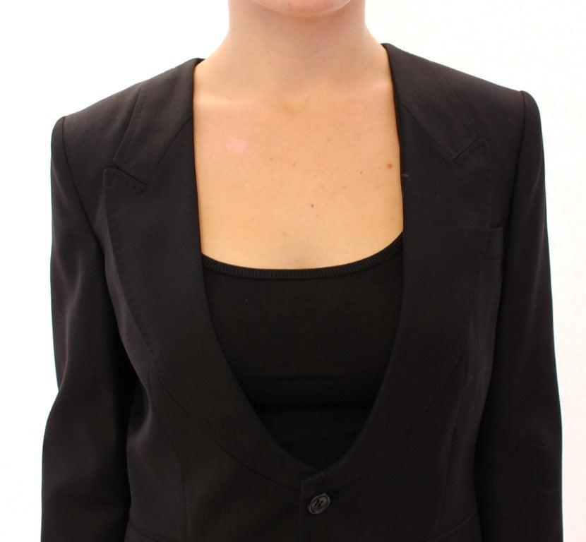 Dolce & Gabbana Elegant Silk-Blend Black Blazer with Scarf Detail - Arichezz.store