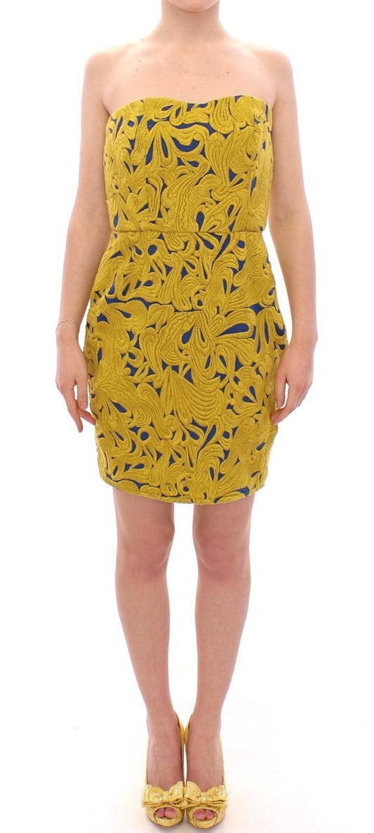 Sachin & Babi Strapless Summer Dress in Yellow & Blue