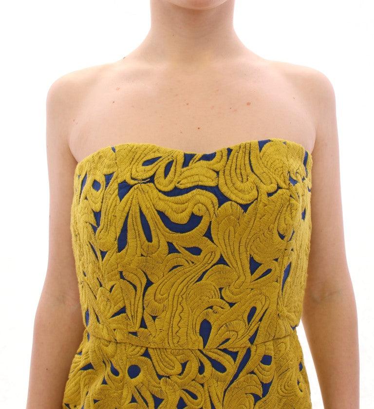 Sachin & Babi Strapless Summer Dress in Yellow & Blue