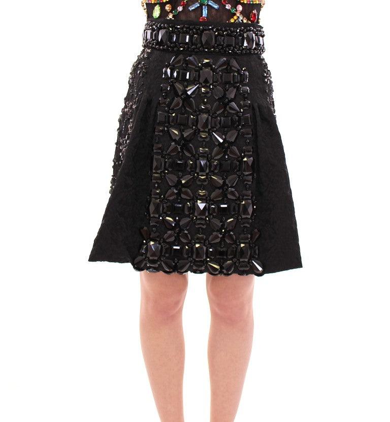 Dolce & Gabbana Black Crystal Embellished Masterpiece Skirt - Arichezz.store