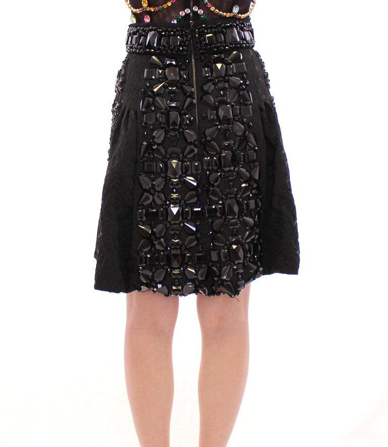 Dolce & Gabbana Black Crystal Embellished Masterpiece Skirt - Arichezz.store