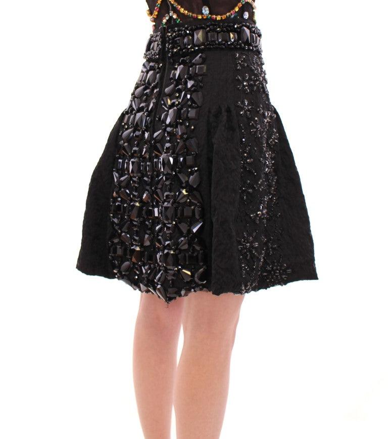 Dolce & Gabbana Black Crystal Embellished Masterpiece Skirt - Arichezz.store