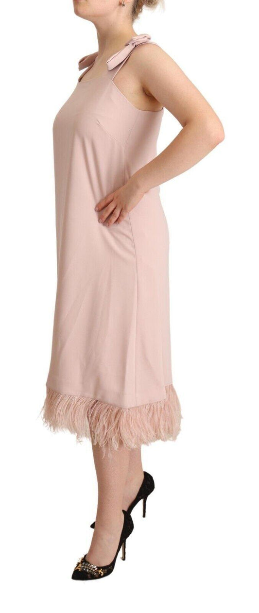 P.A.R.O.S.H. Chic Sleeveless Midi Dress with Feather Trim - Arichezz.store