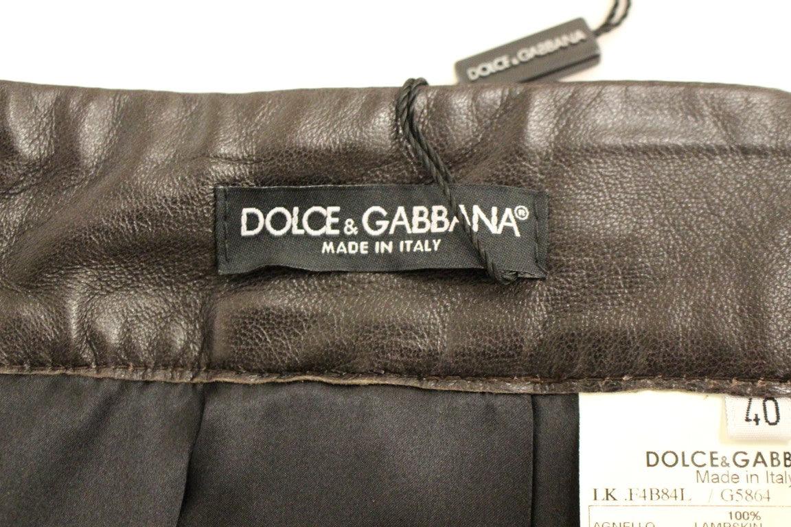 Dolce & Gabbana Elegant Leather Patchwork Skirt - Arichezz.store