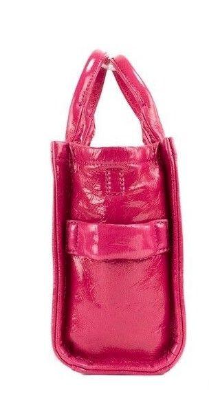 Marc Jacobs The Shiny Crinkle Mini Tote Magenta Leather Crossbody Handbag Purse - Arichezz.store