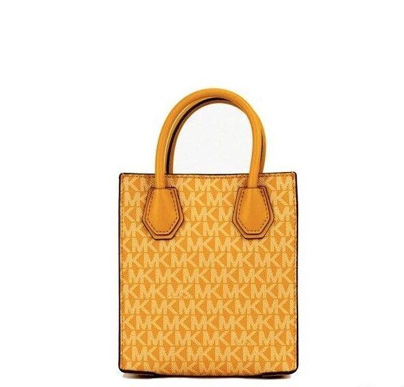 Michael Kors Mercer XS Honeycomb Gold Signature PVC North South Shopper Crossbody Bag - Arichezz.store