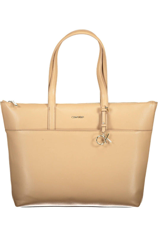 Calvin Klein Beige Polyester Women Handbag - Arichezz.store